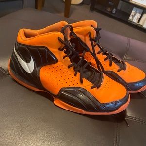 Orange Nike basketball shoes